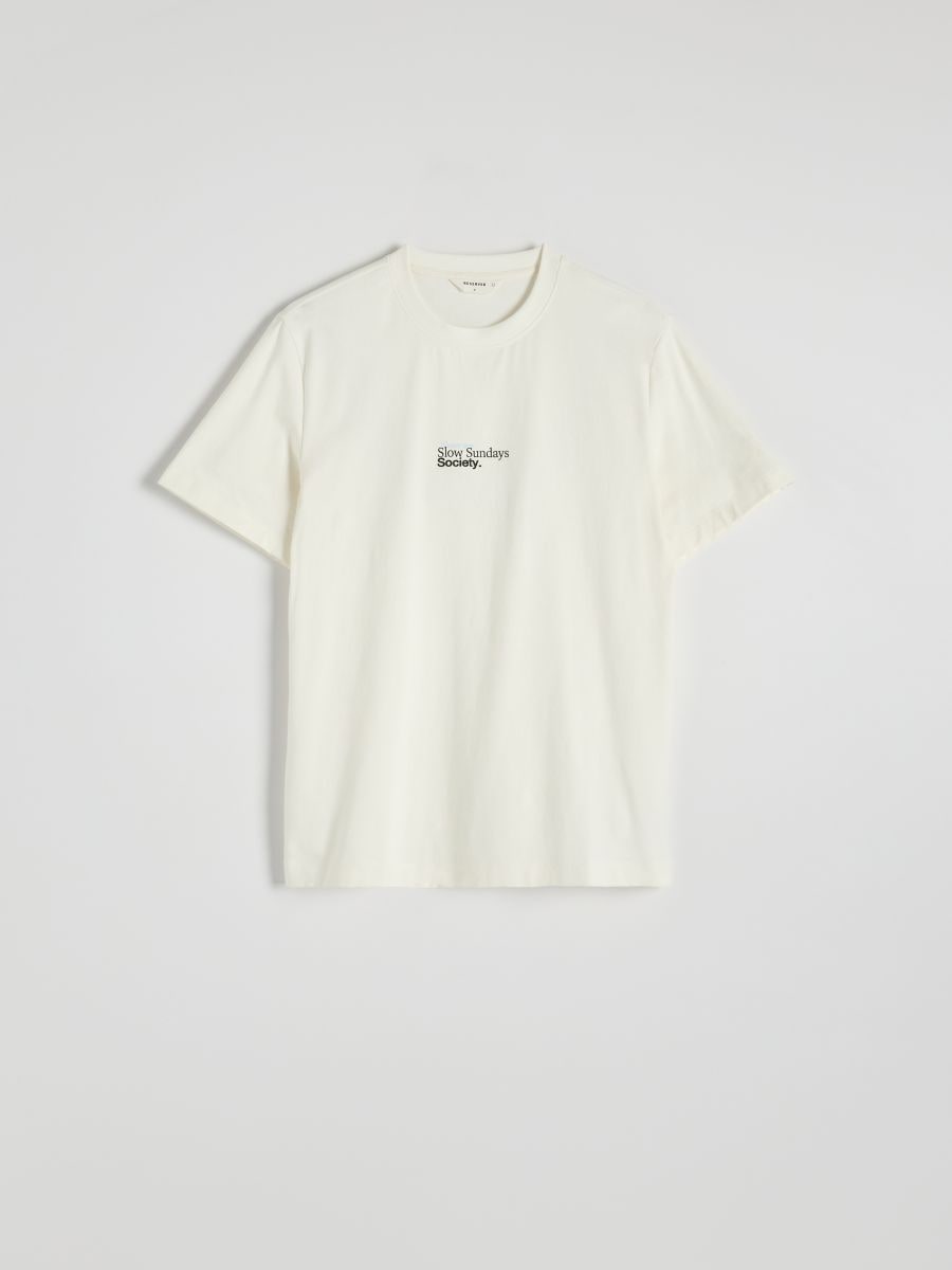 Εμπριμέ μπλούζα regular fit - ΚΡΕΜ - RESERVED - 5