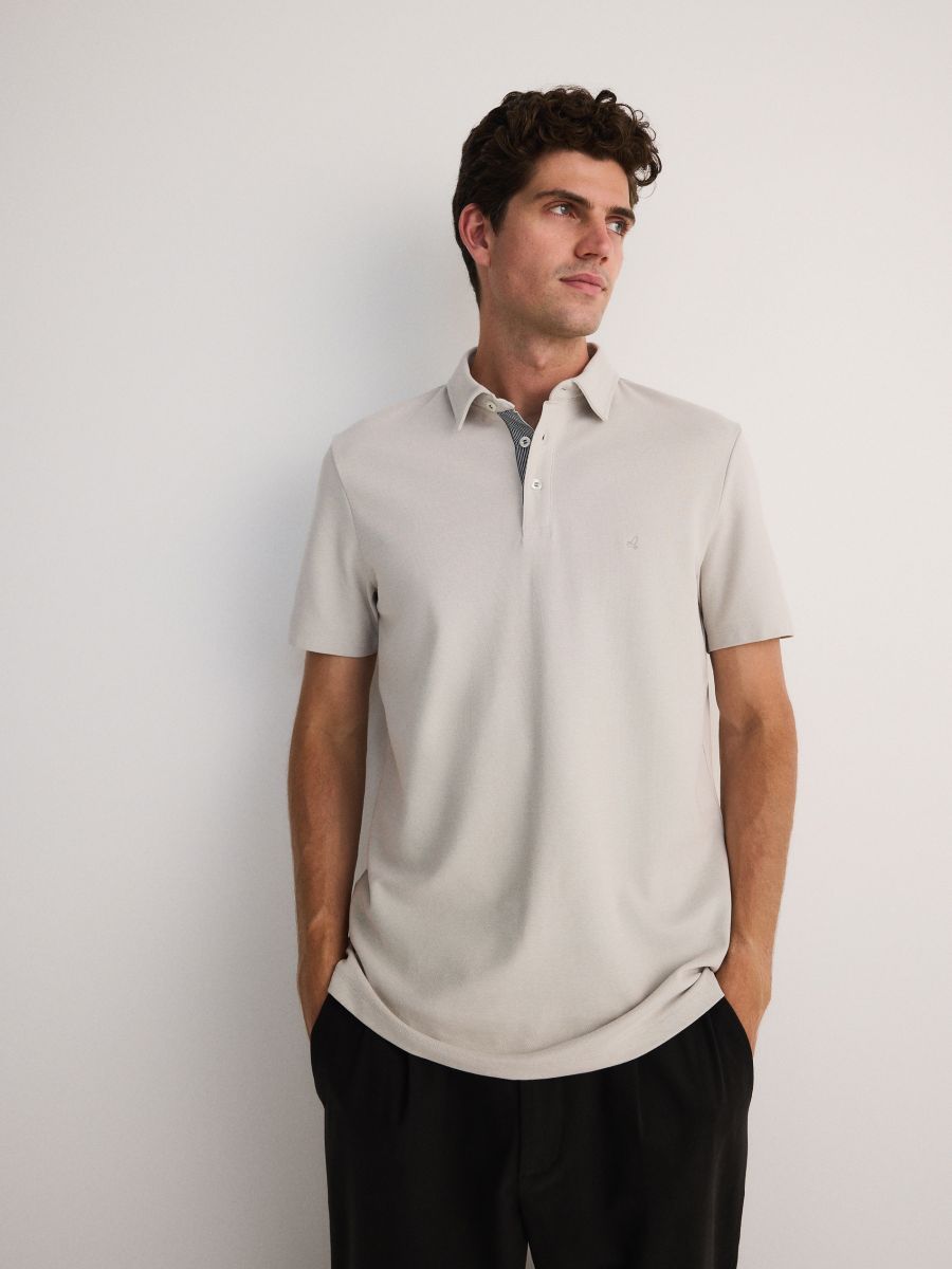 Regular fit polo majica - svetlo siva - RESERVED