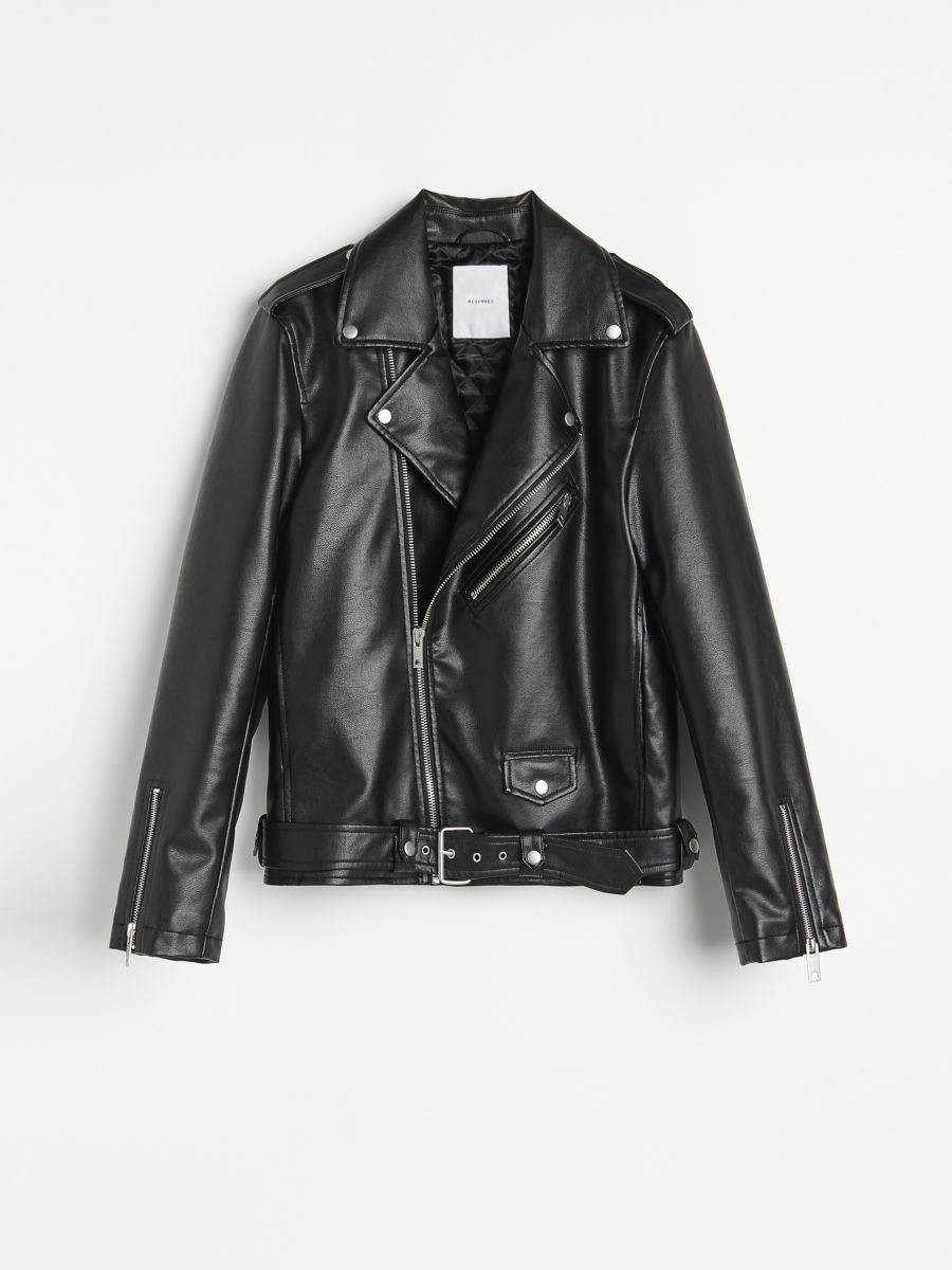 Biker style jacket with belt