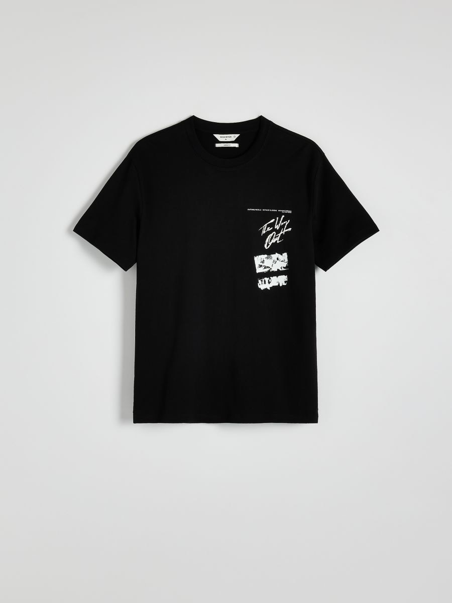 Oversized T-shirt with print - black - RESERVED