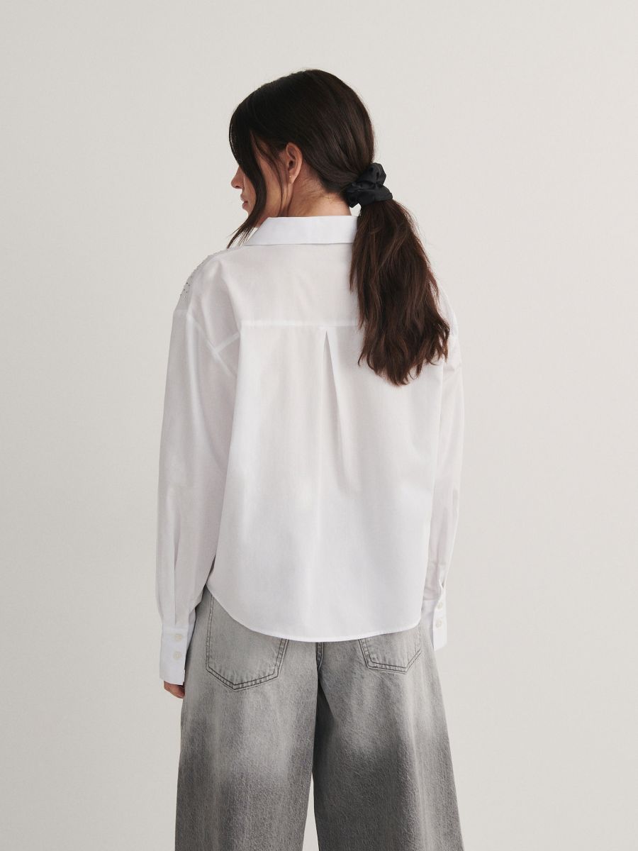 Shirt with rhinestones - white - RESERVED - 4