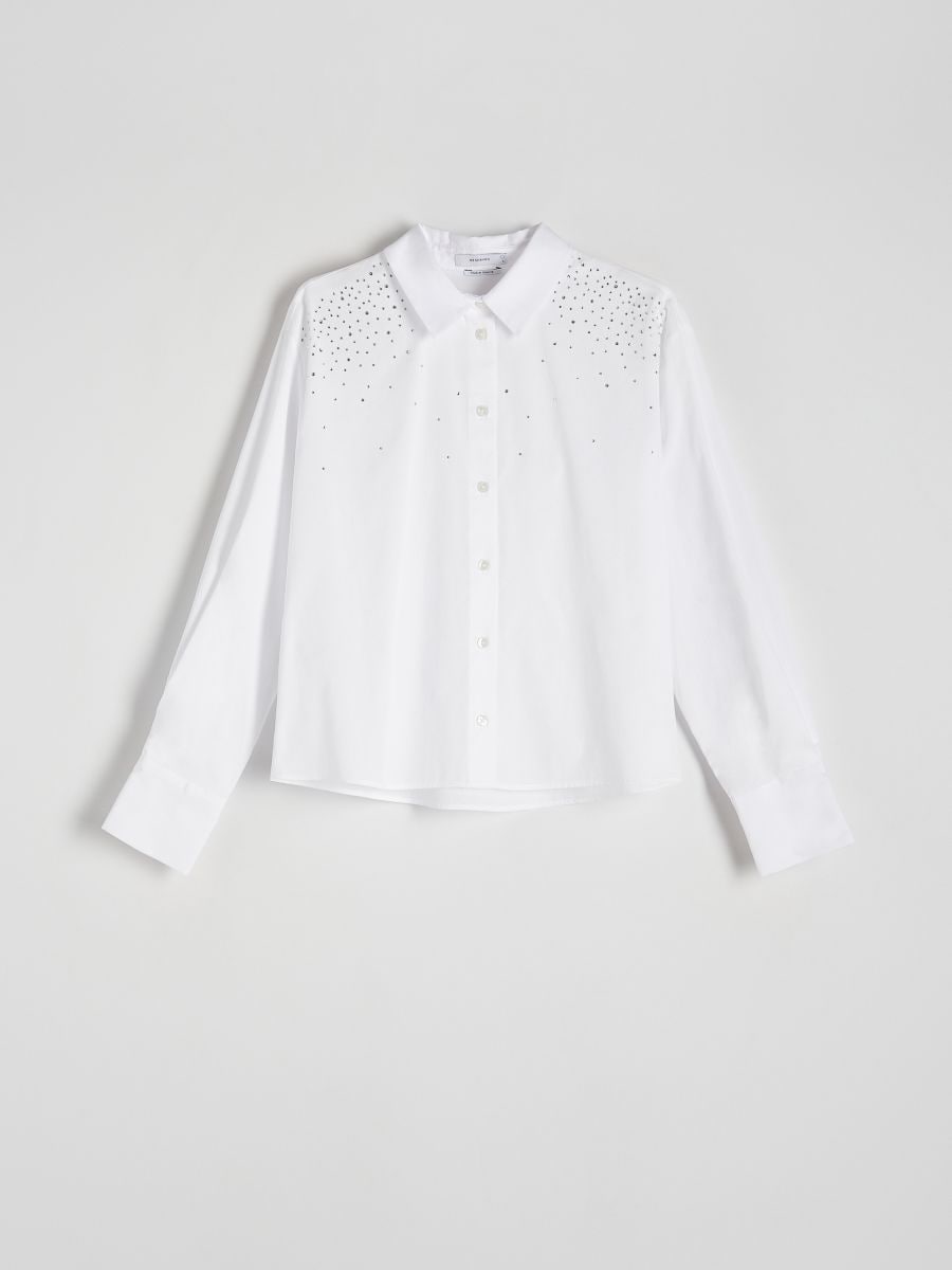 Shirt with rhinestones - white - RESERVED - 5