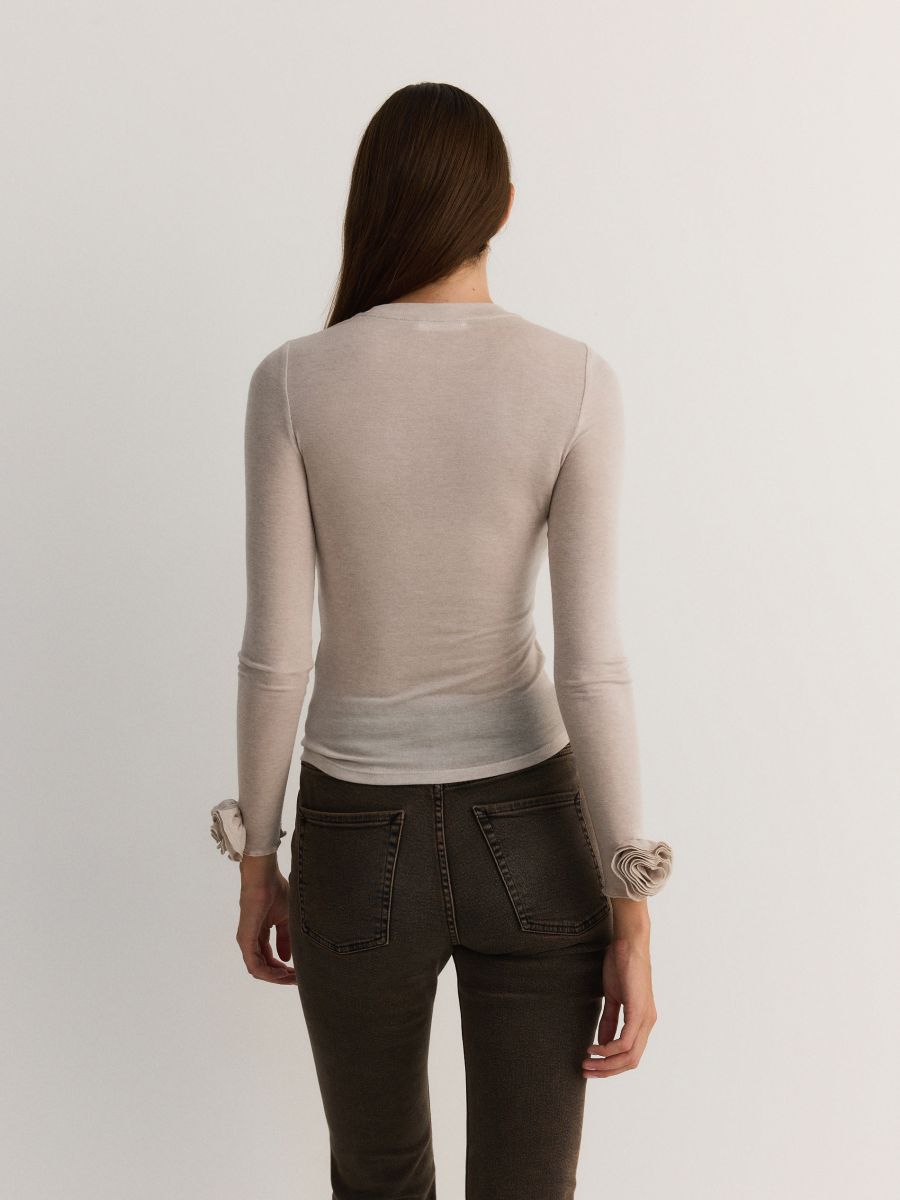 Longsleeve with rose print - beige - RESERVED - 4