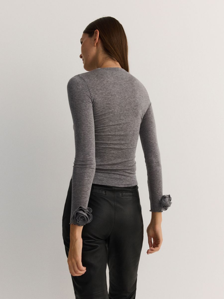 Longsleeve with rose print - light grey - RESERVED - 4
