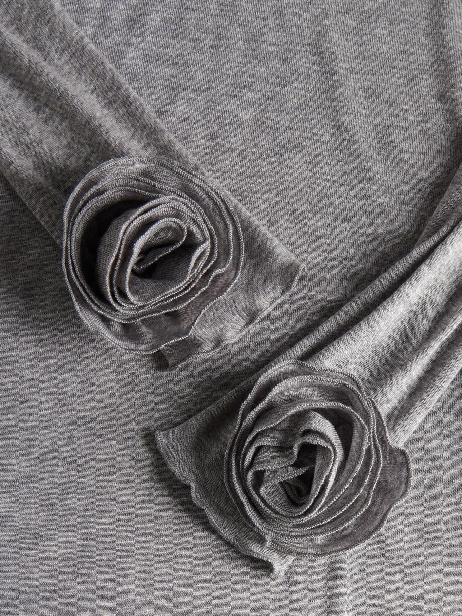 Longsleeve with rose print - light grey - RESERVED - 6