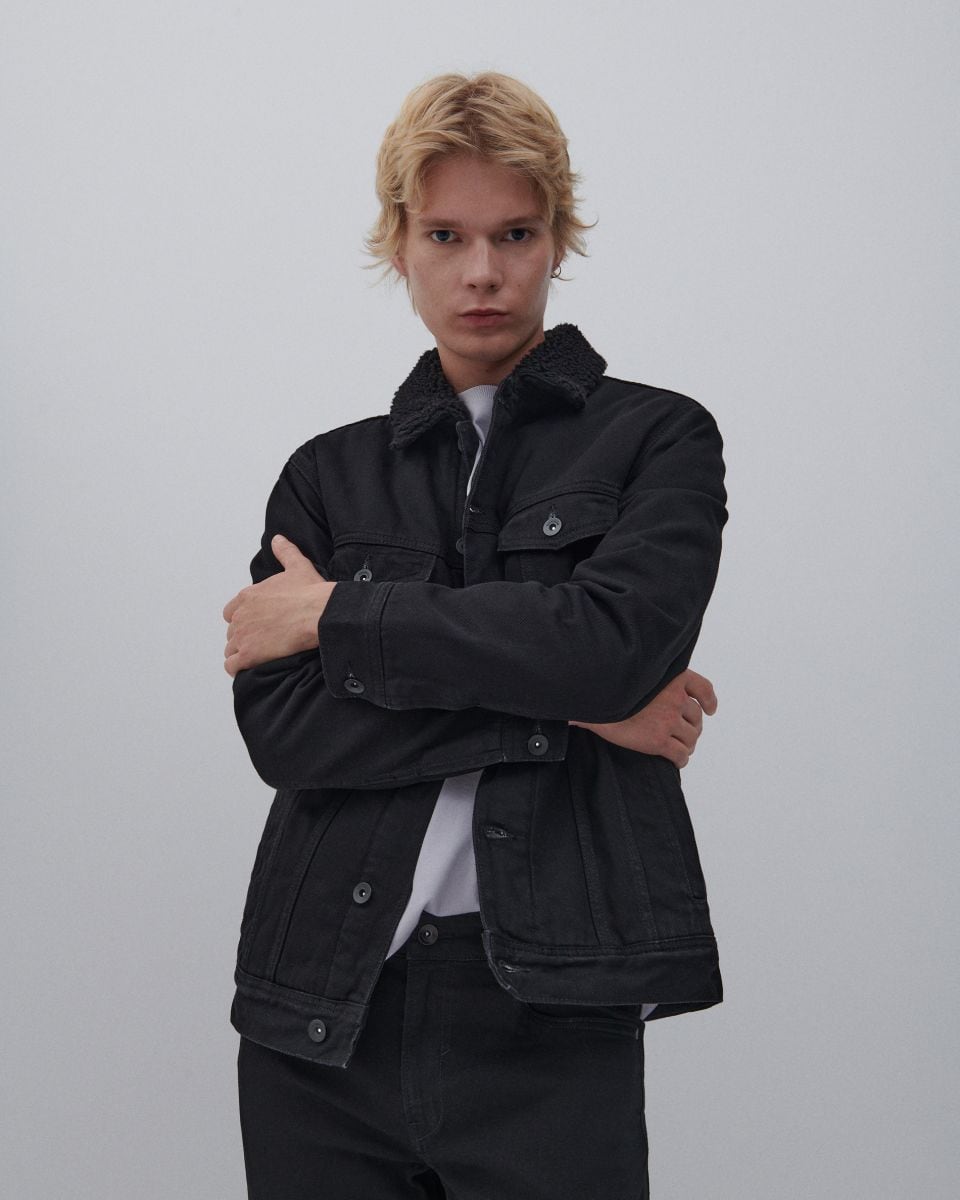 Denim sherpa jacket - black - RESERVED - 4