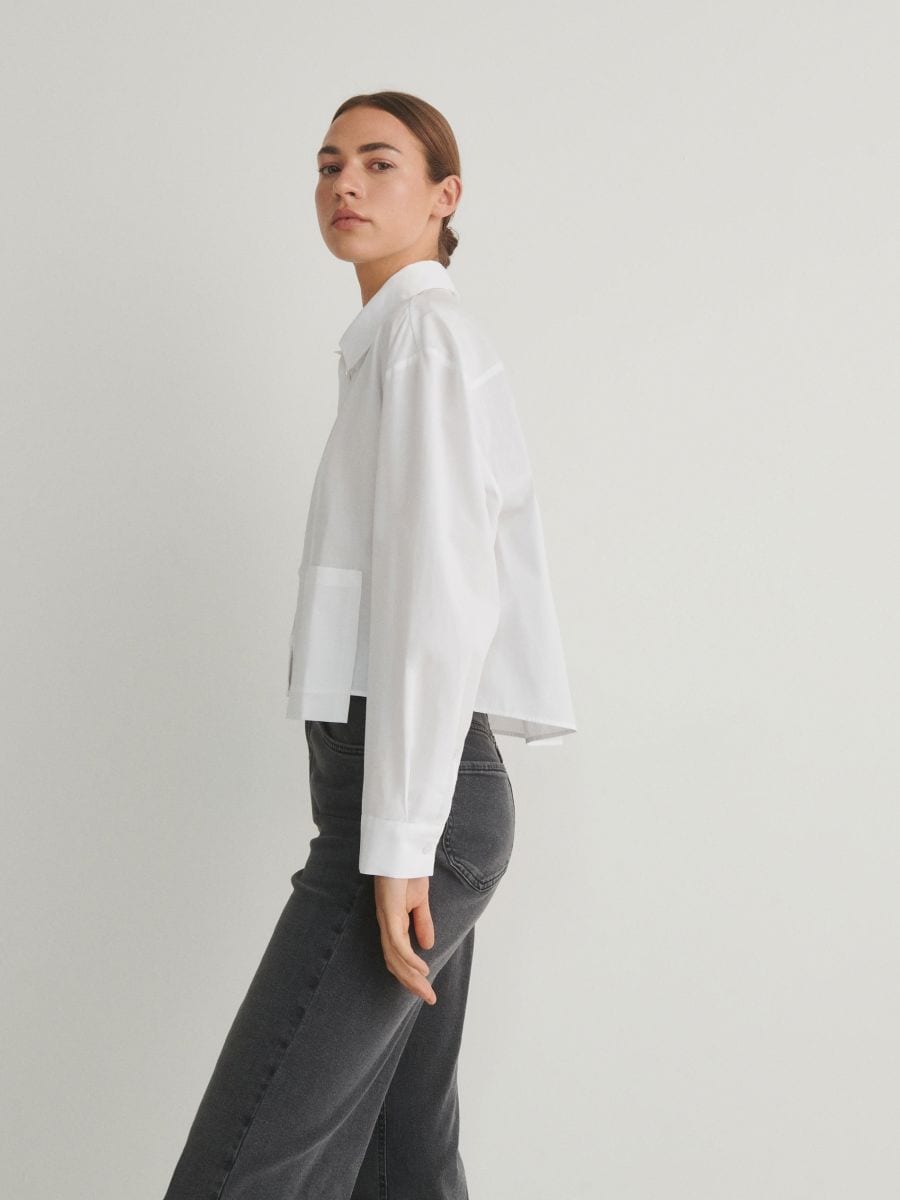 SHIRT WITH DECORATIVE POCKETS - white - RESERVED - 3