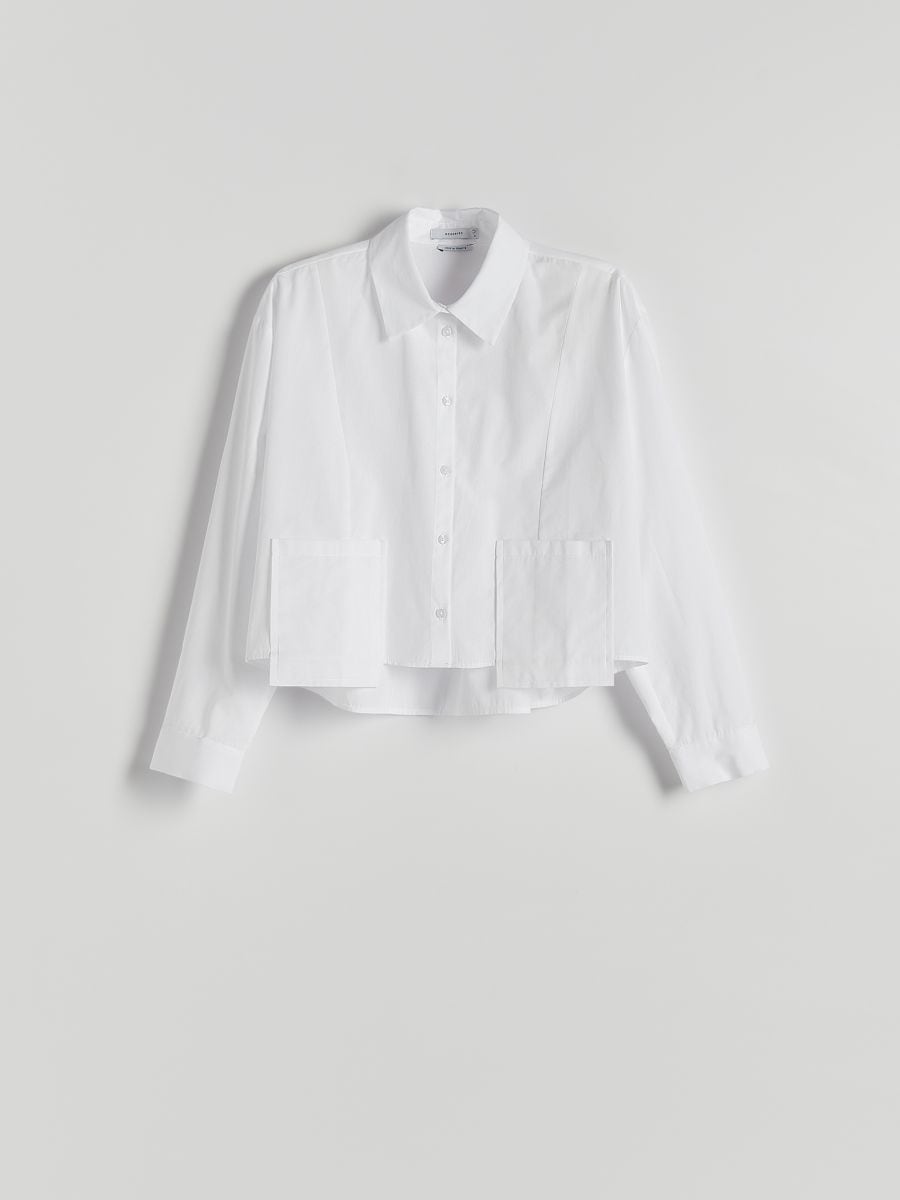 SHIRT WITH DECORATIVE POCKETS - white - RESERVED - 4