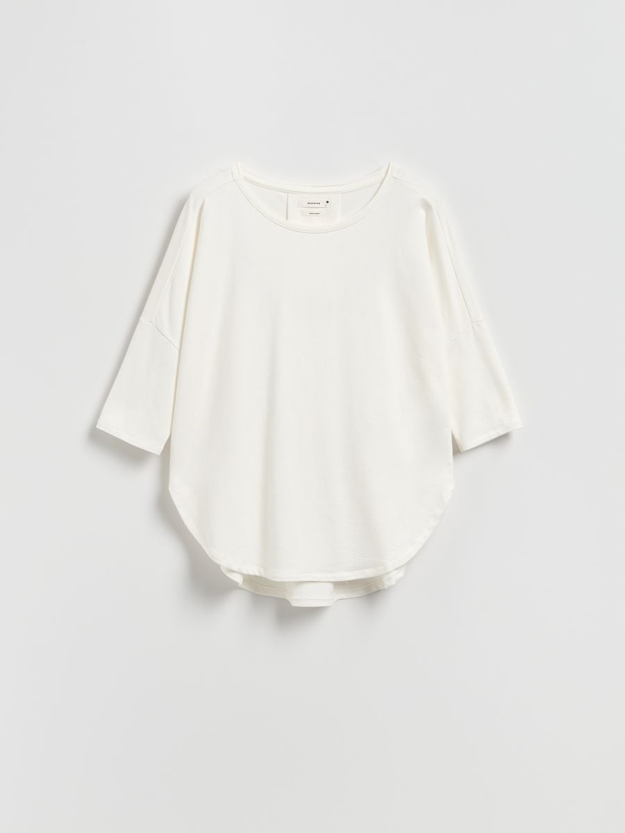 Modal rich long sleeve T-shirt - cream - RESERVED