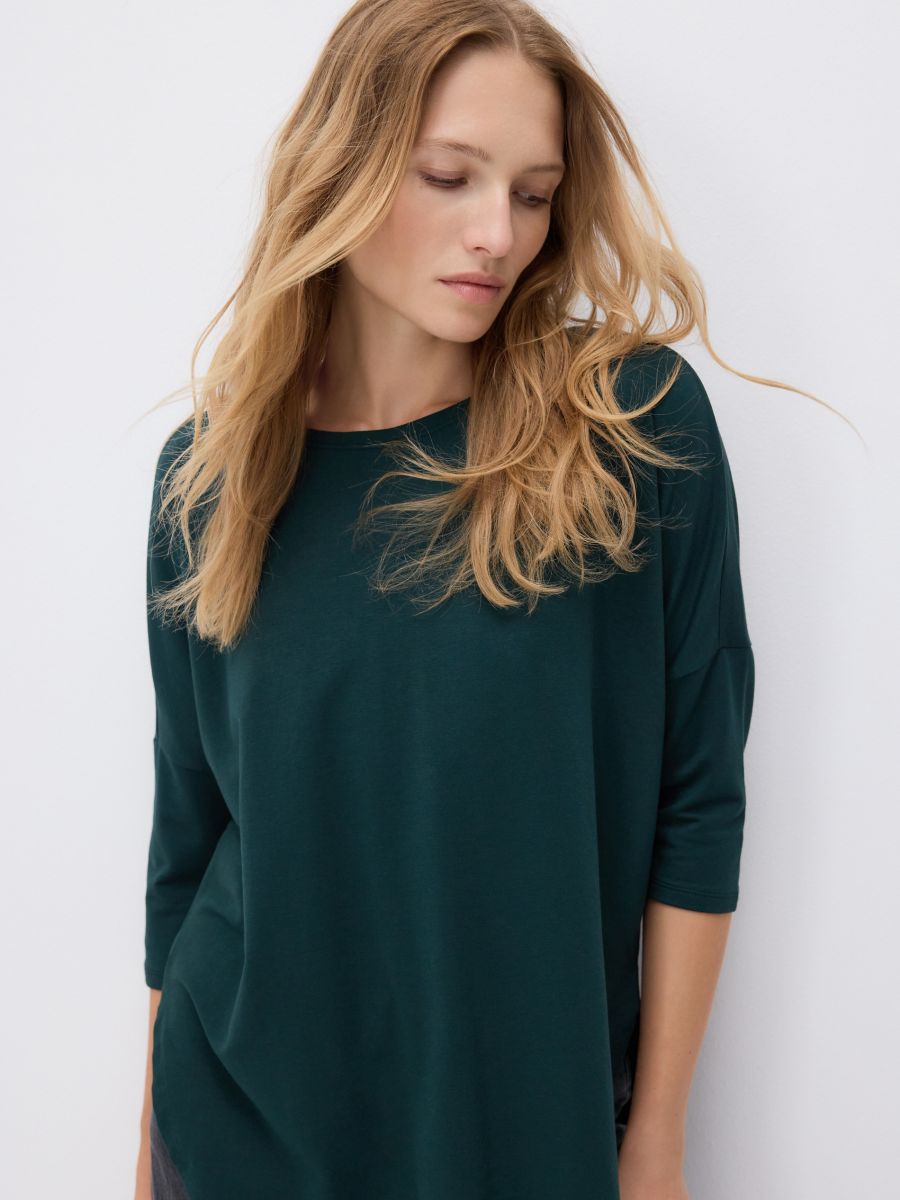 Modal rich long sleeve T-shirt - dark green - RESERVED