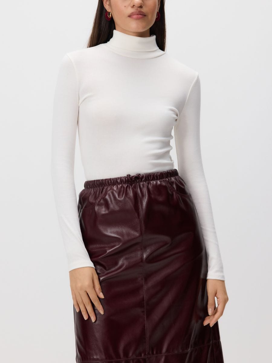 Cotton rich turtleneck - cream - RESERVED