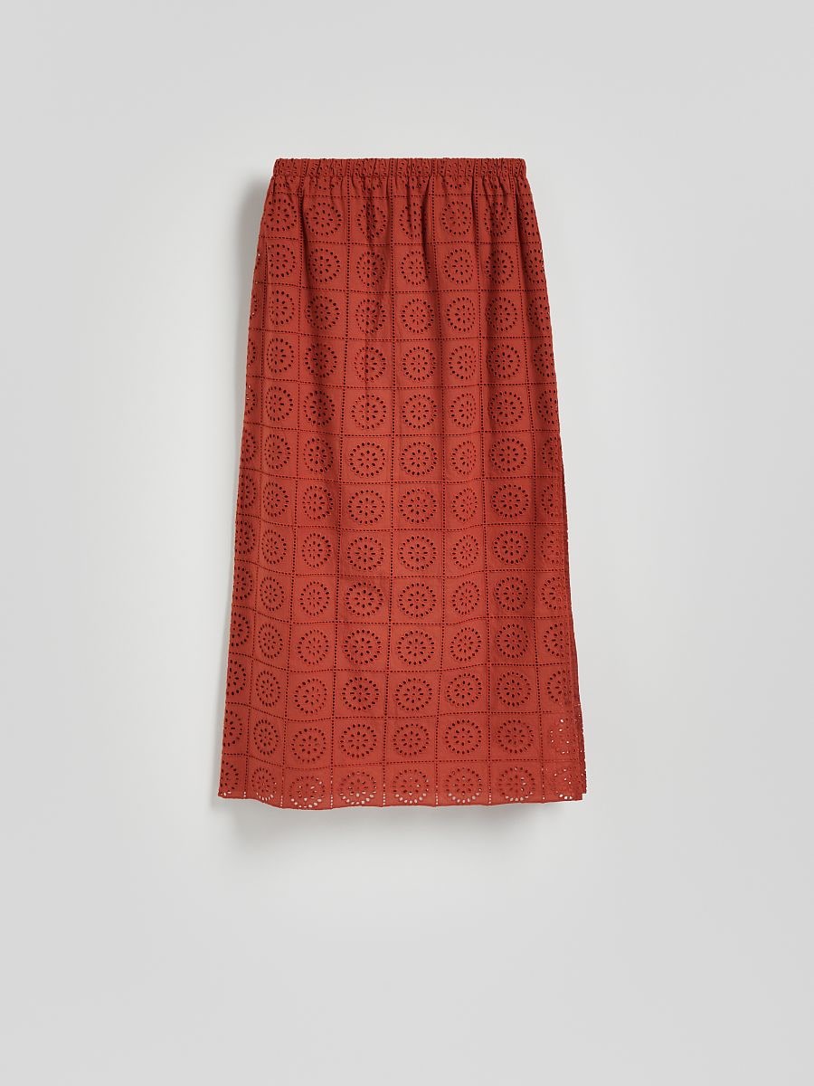Eyelet skirt with slits - spicy red - RESERVED - 5