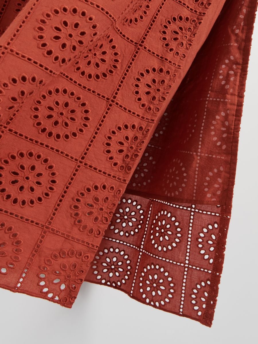 Eyelet skirt with slits - spicy red - RESERVED - 6
