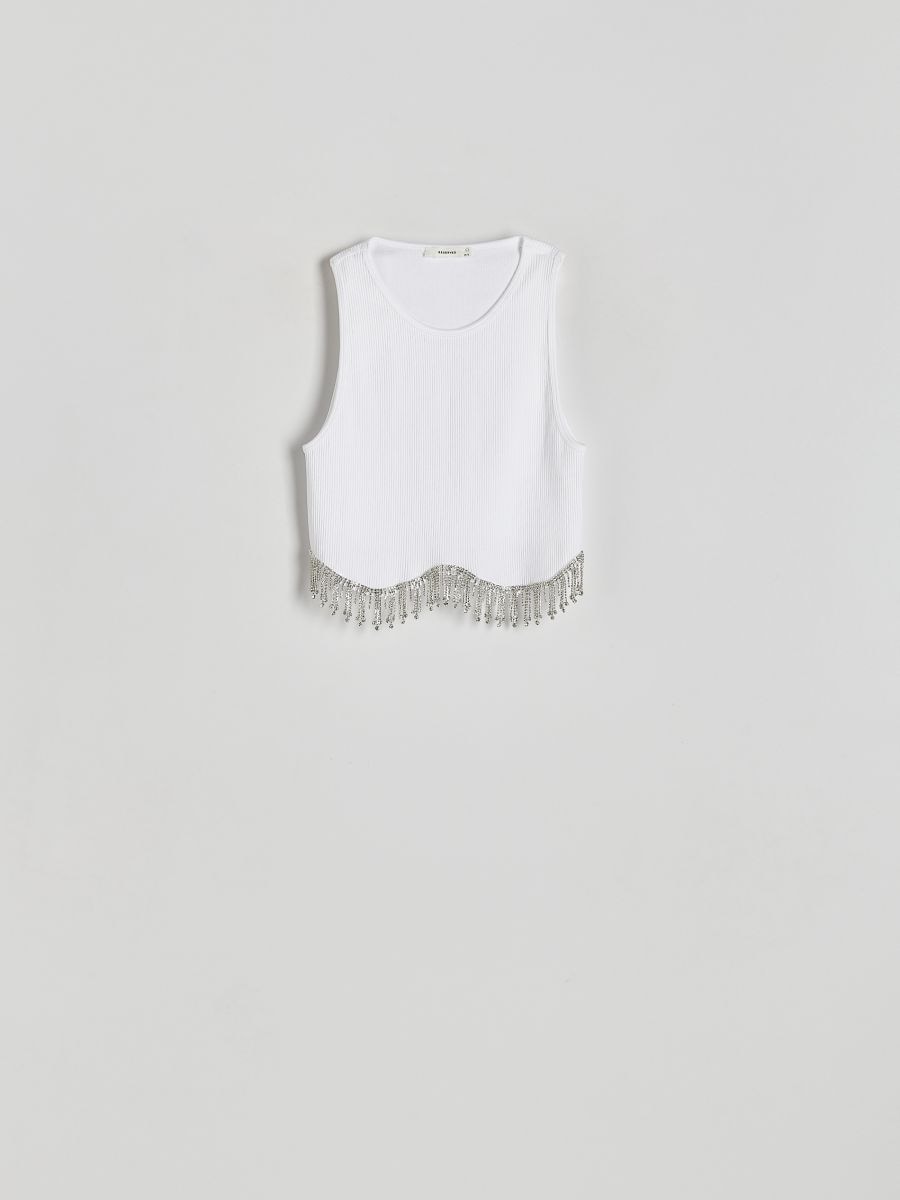 Top with decorative fringes - white - RESERVED