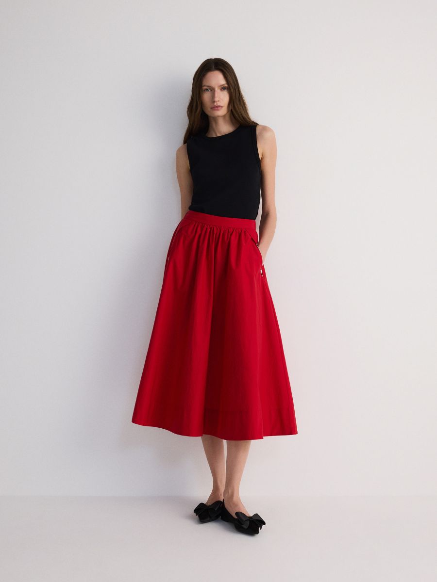 Flared skirt with pockets - red - RESERVED - 3