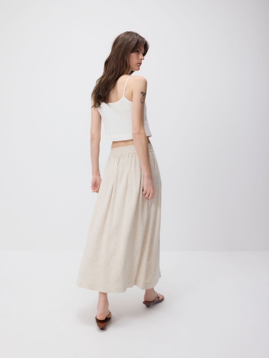 Skirt with linen blend - beige - RESERVED - 6
