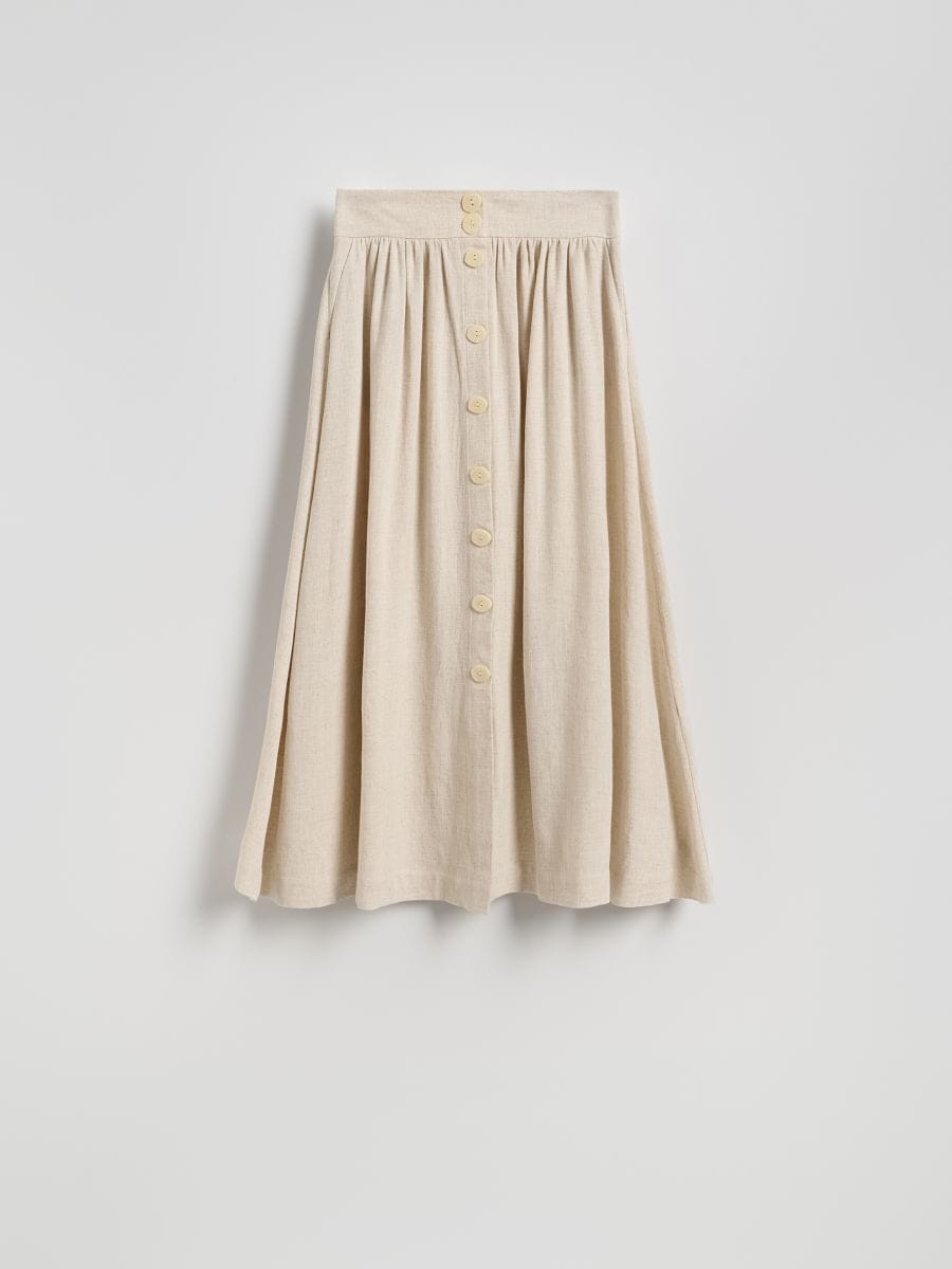 Skirt with linen blend - beige - RESERVED - 7