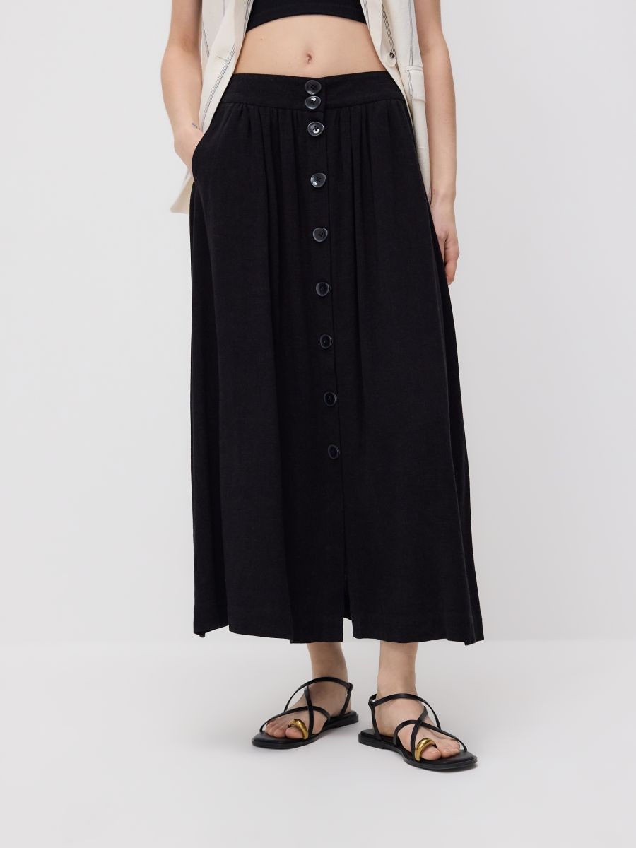 Skirt with linen blend - black - RESERVED - 2