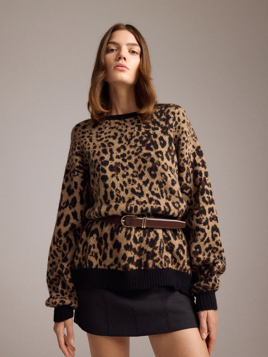 Pullover mit Leopardmuster aus Wollgemisch - bunt - RESERVED - 3