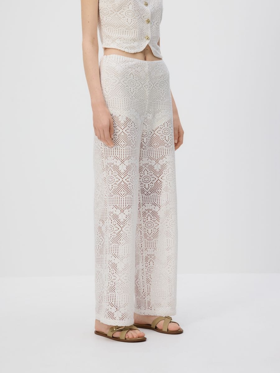 LADIES` TROUSERS - beige - RESERVED