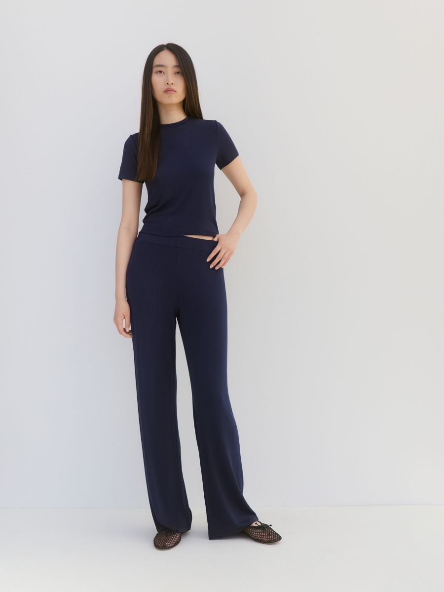 Loose trousers with viscose - navy - RESERVED - 3