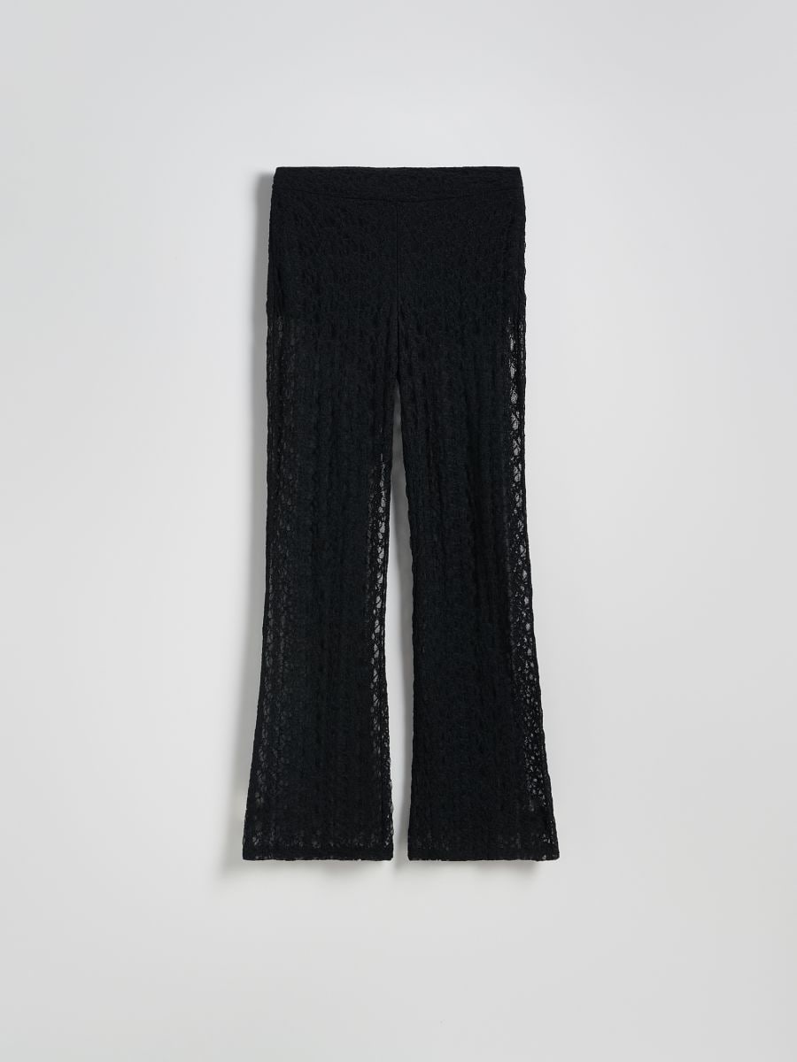 Jersey flare trousers - black - RESERVED