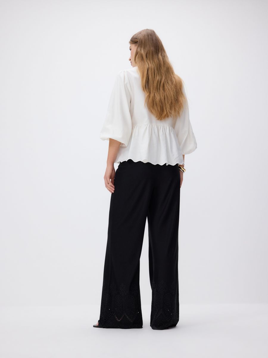 Loose trousers with openwork embroidery - black - RESERVED - 3