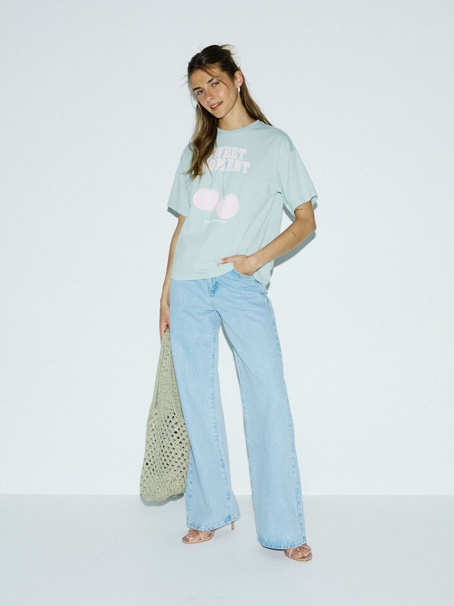 T-shirt with print - mint green - RESERVED - 4