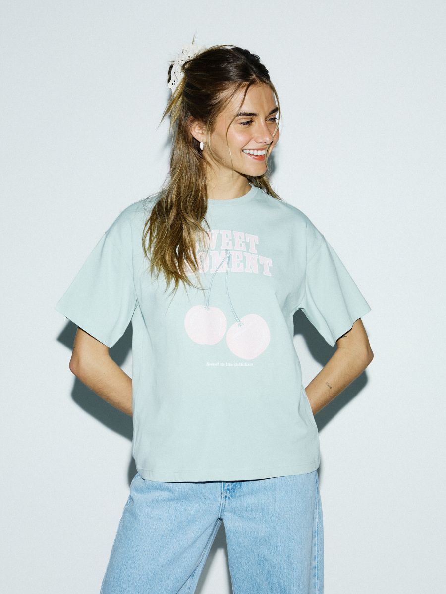 T-shirt with print - mint green - RESERVED - 5