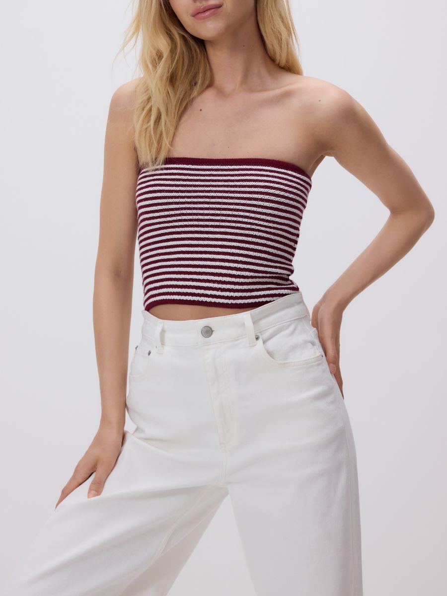 Crop top iz džersija - pisana - RESERVED