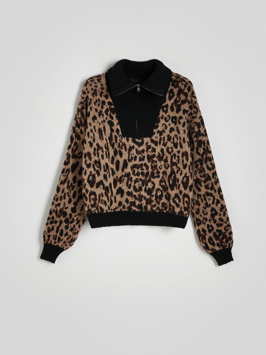 Pullover mit Leopardmuster aus Wollgemisch - bunt - RESERVED - 5