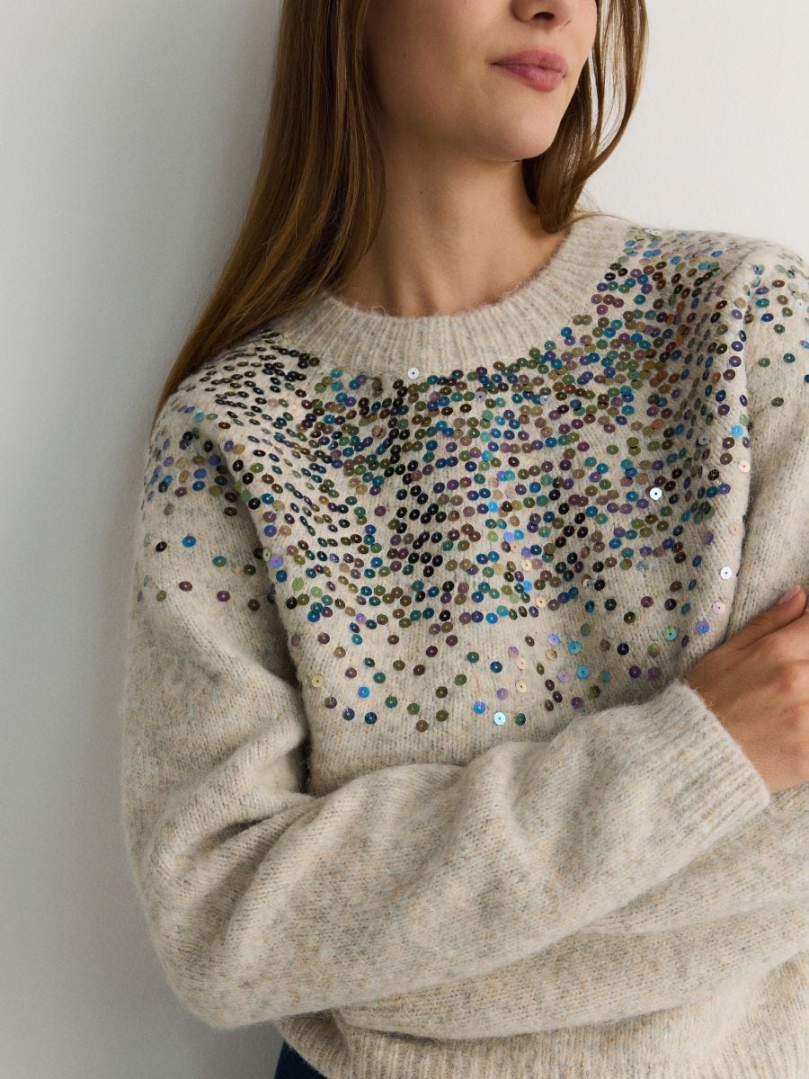 Sweater with sequins - nude - RESERVED - 2
