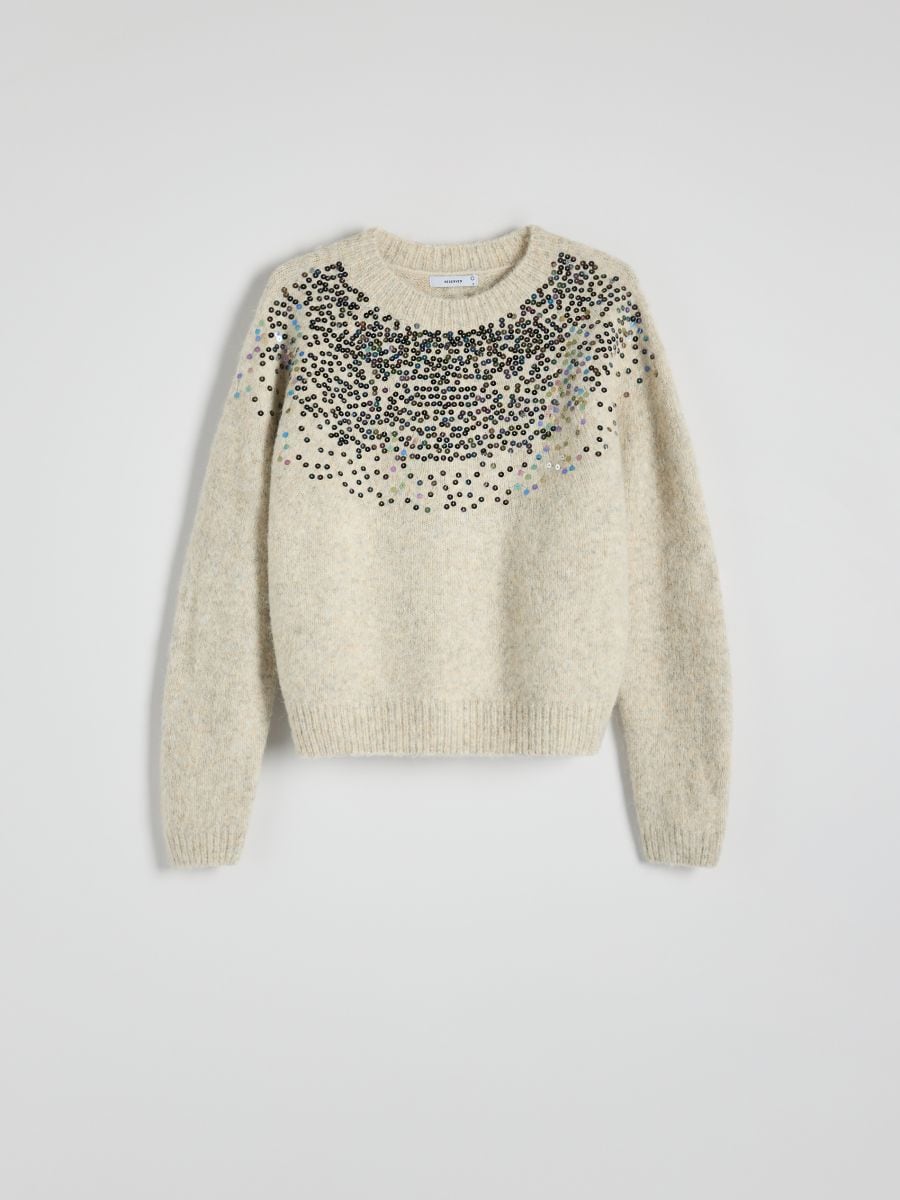 Sweater with sequins - nude - RESERVED - 4