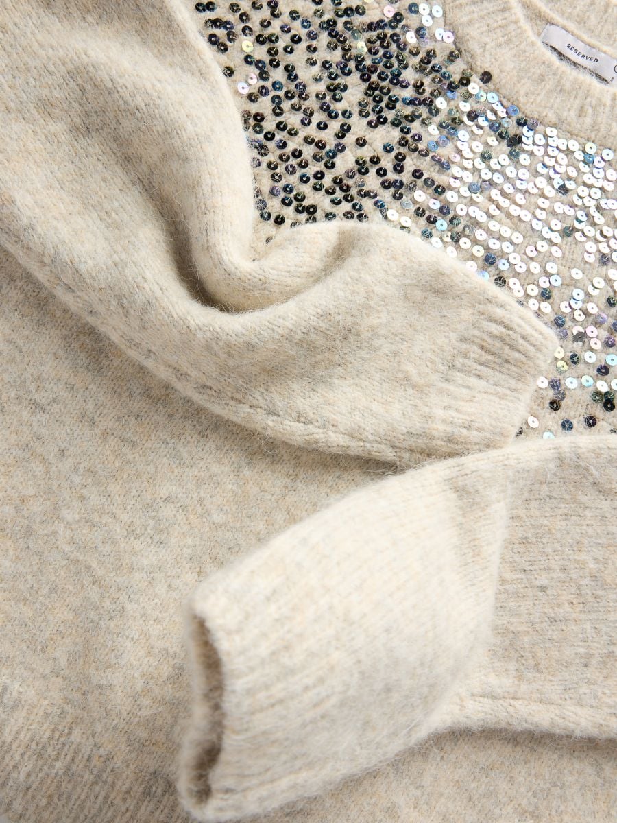 Sweater with sequins - nude - RESERVED - 5