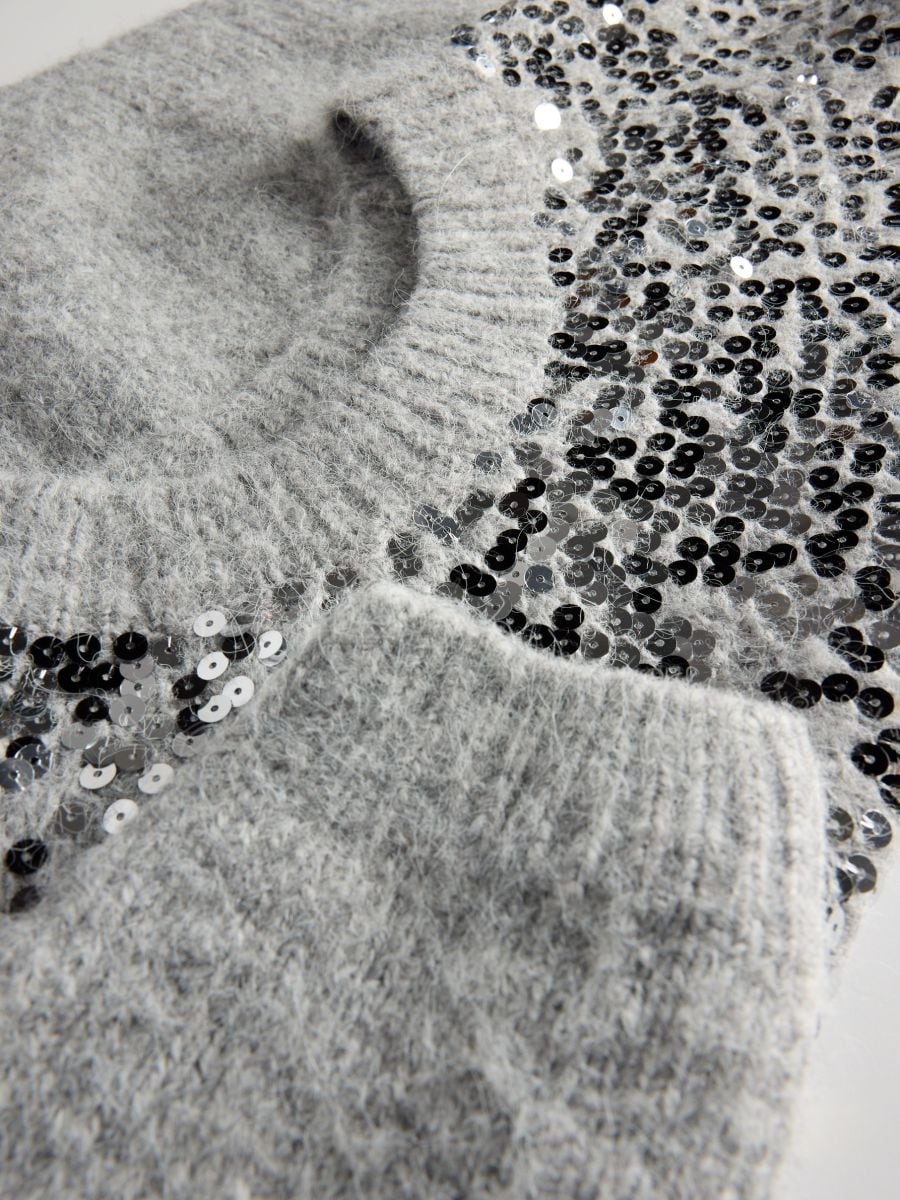 Sweater with sequins - light grey - RESERVED - 6