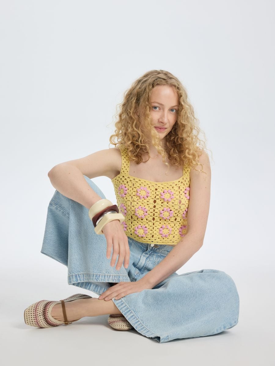 Jersey top with straps - light yellow - RESERVED - 2