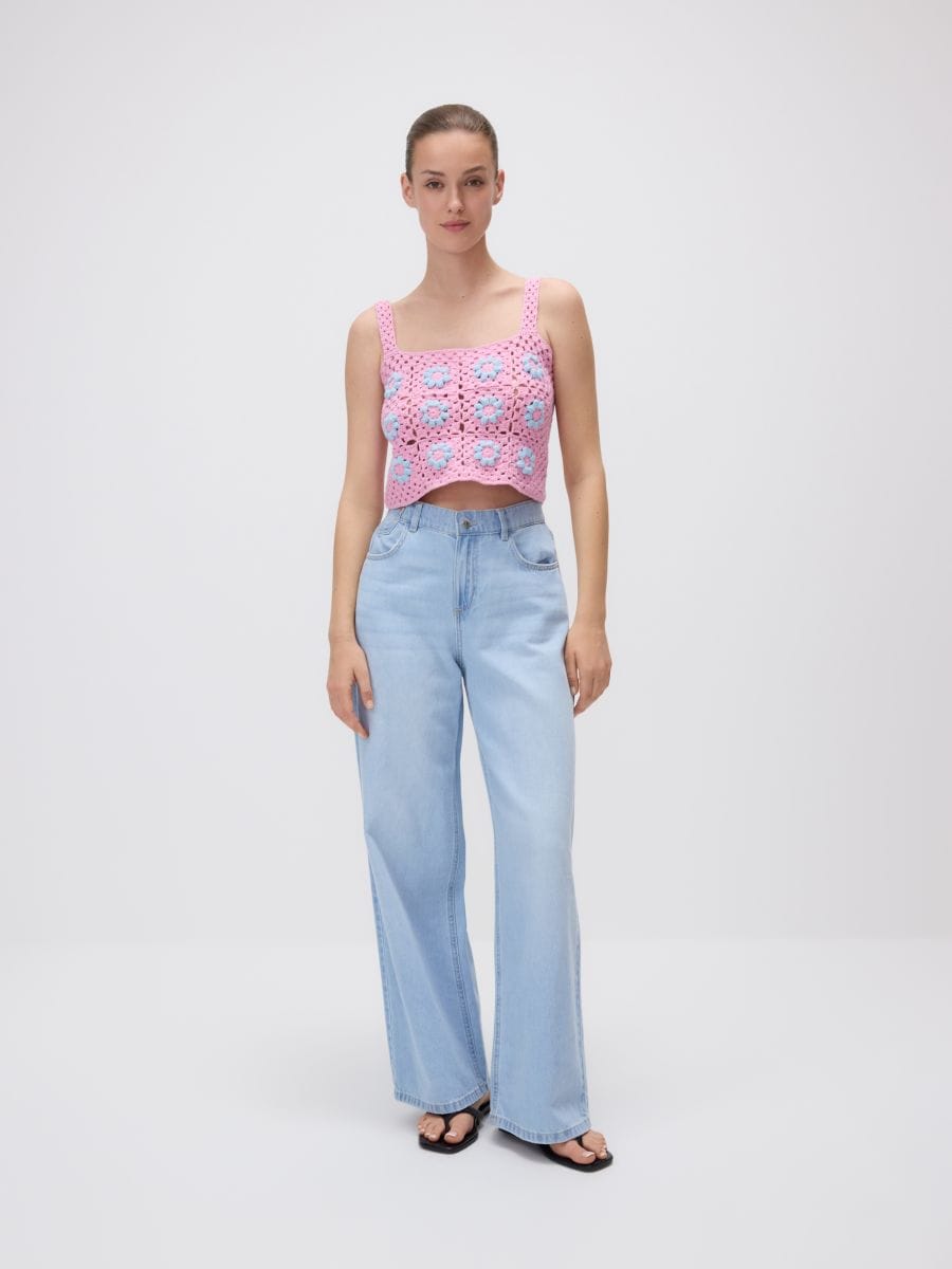 Jersey top with straps - pink - RESERVED - 4