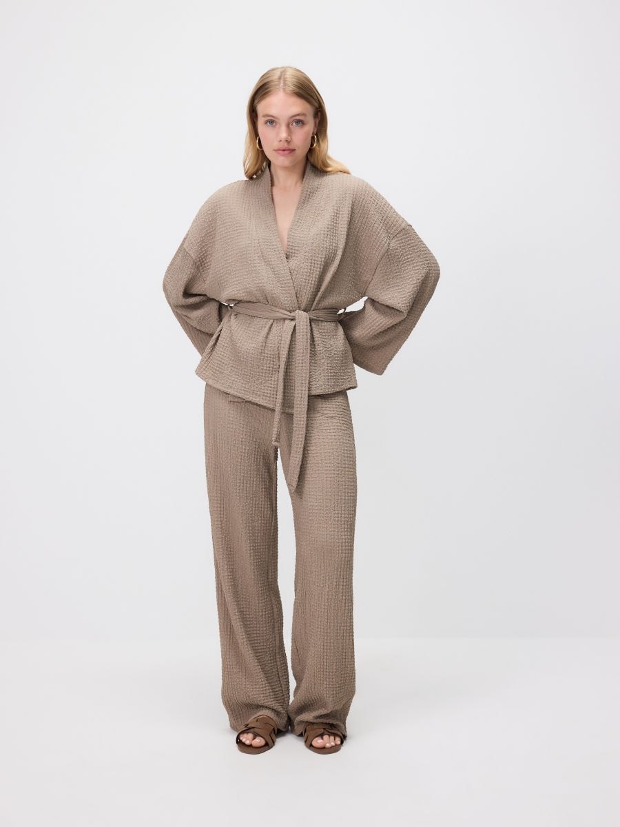 LADIES` TROUSERS - beige - RESERVED