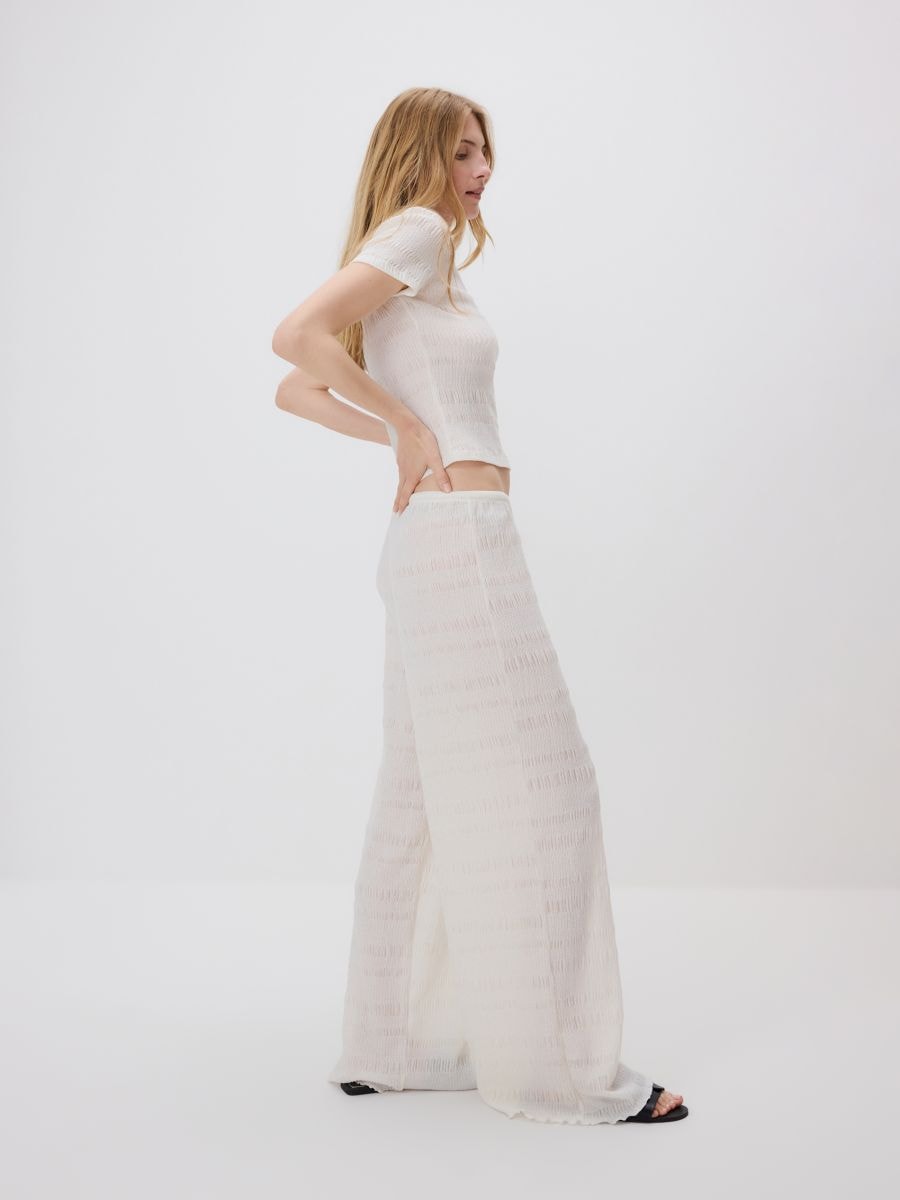 Pantalone od strukturirane tkanine - nude - RESERVED