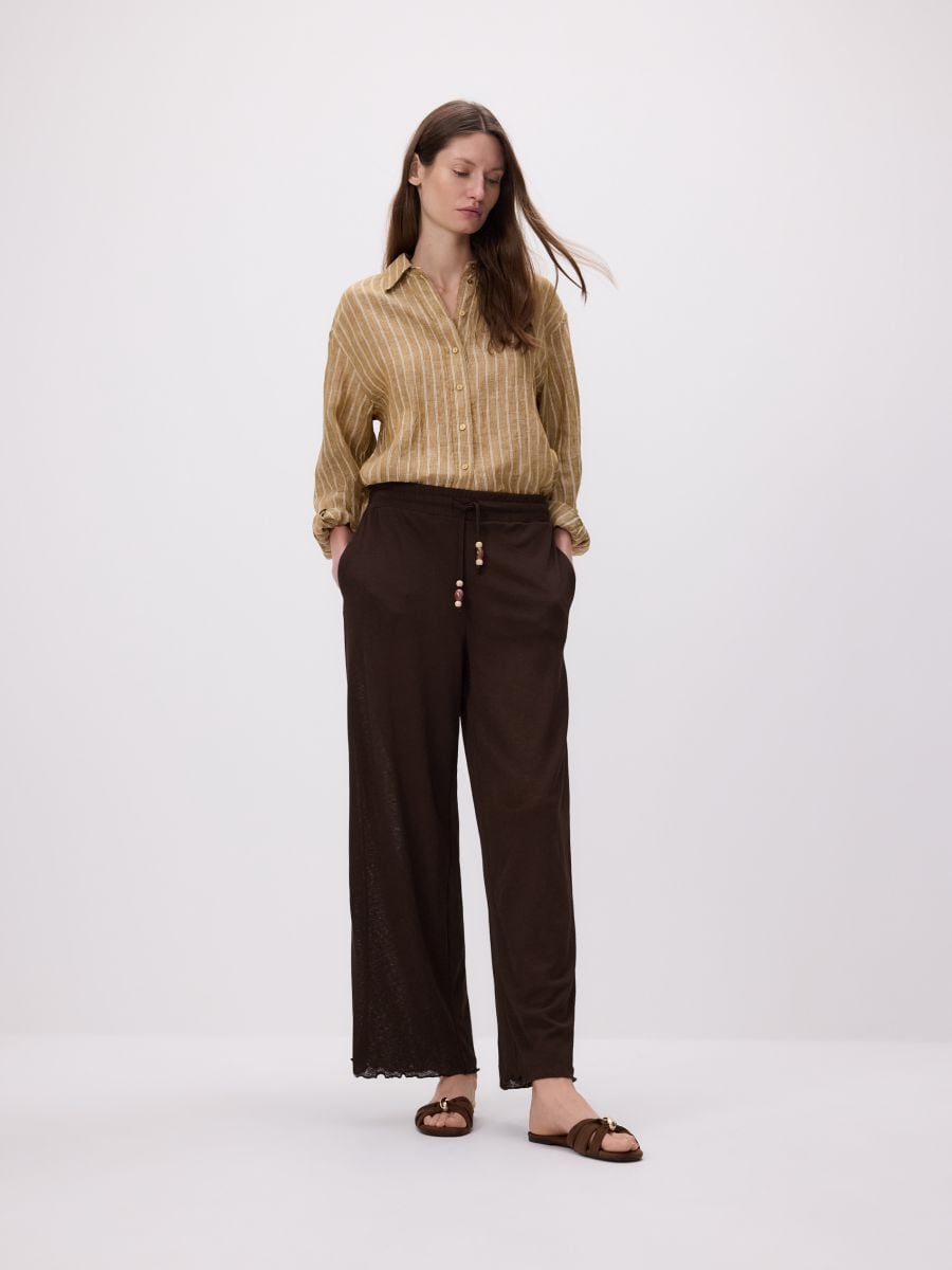 Loose trousers with beads - brown - RESERVED - 4