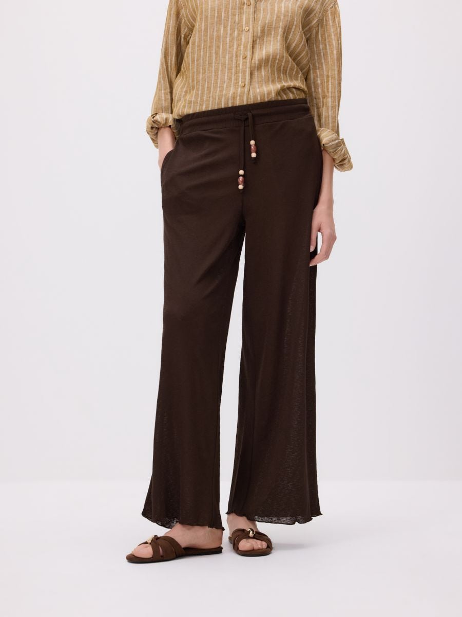 Loose trousers with beads - brown - RESERVED - 3