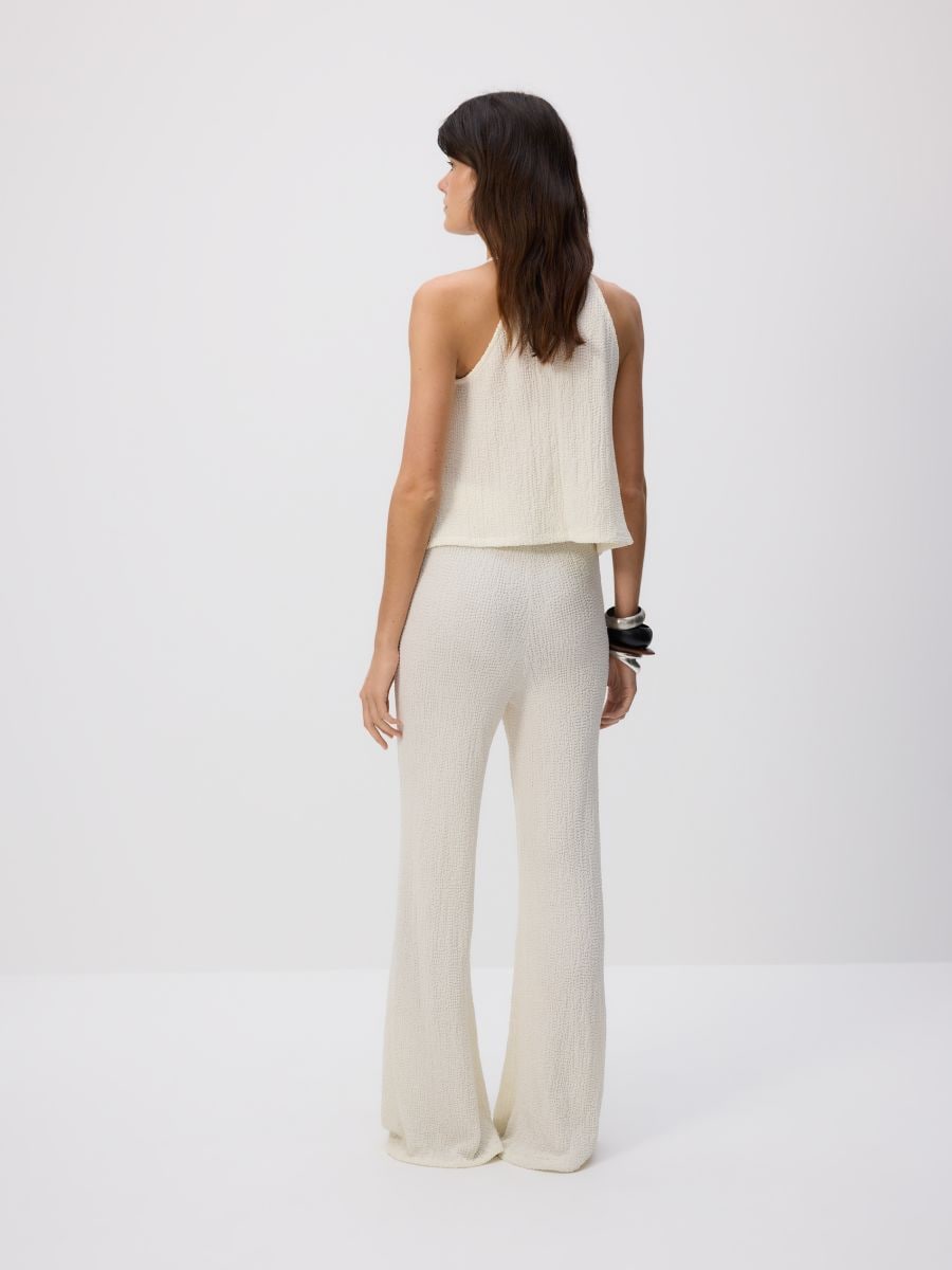 Crinkled flare trousers - cream - RESERVED - 4