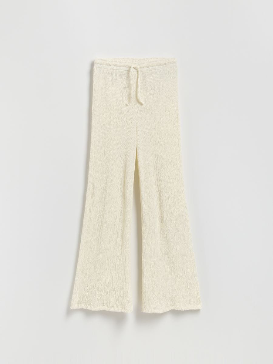 Crinkled flare trousers - cream - RESERVED - 5