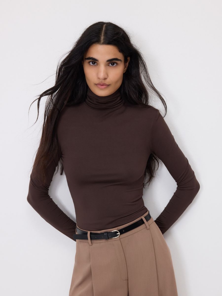LADIES` BLOUSE BODY - dark brown - RESERVED