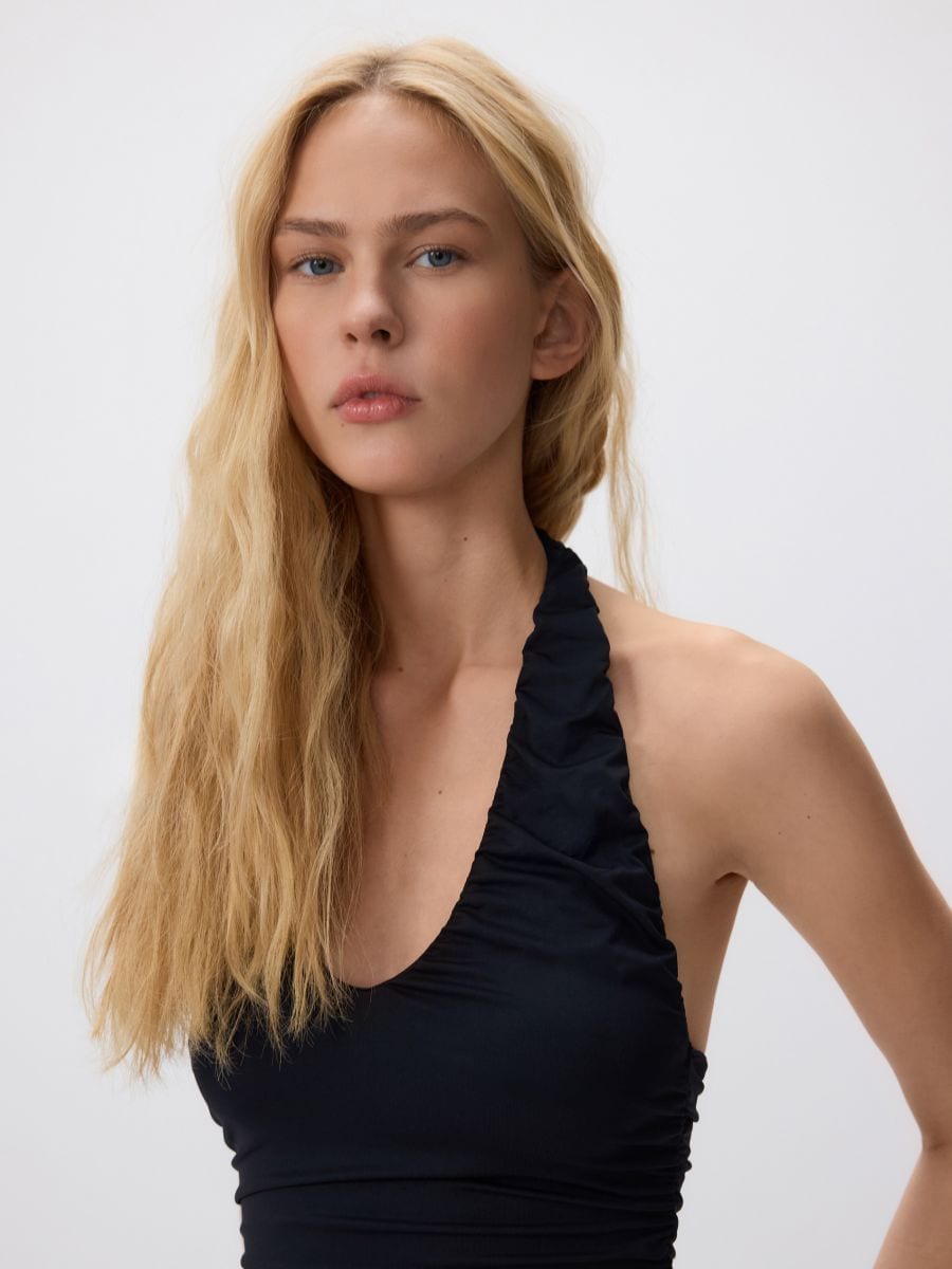 Gekräuseltes Oberteil - schwarz - RESERVED