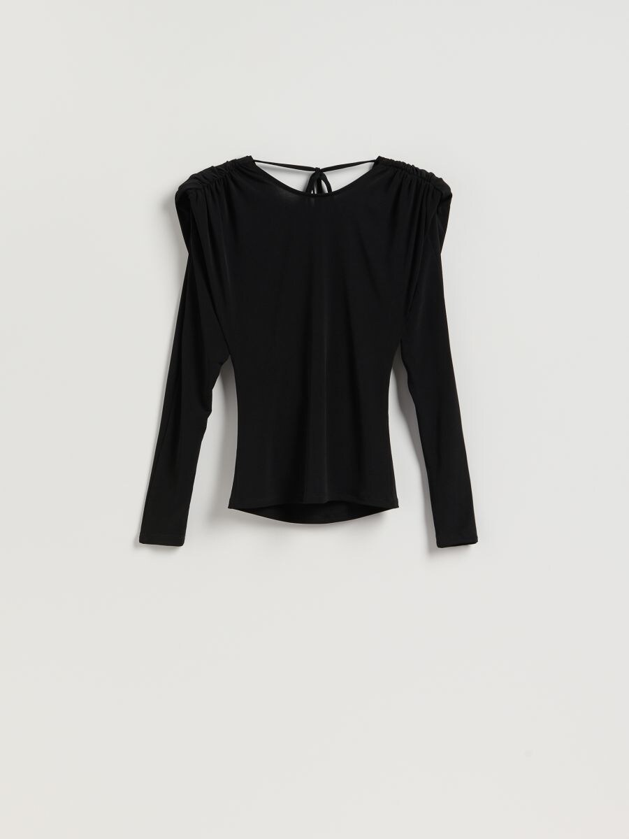 Bluse mit Schulterpolstern - schwarz - RESERVED