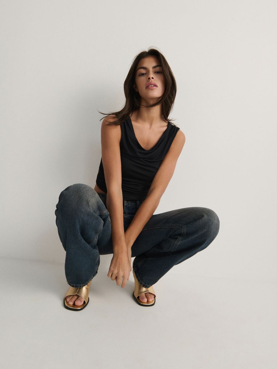 Shirred top - black - RESERVED - 3
