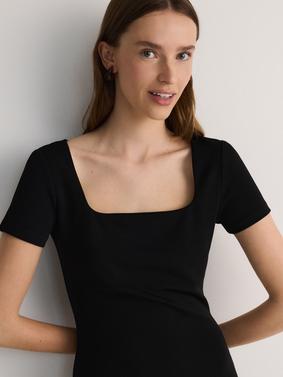 Midi dress with split - black - RESERVED - 2