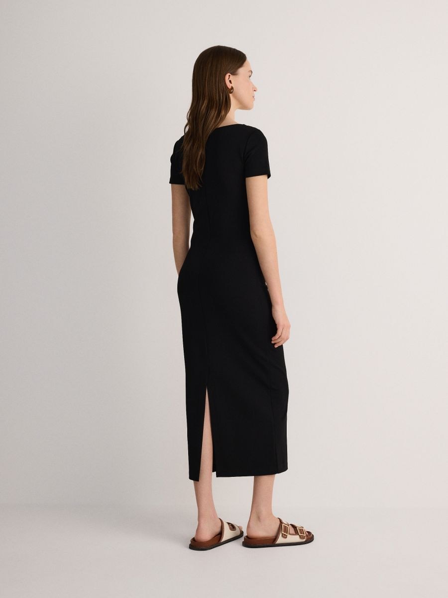 Midi dress with split - black - RESERVED - 3