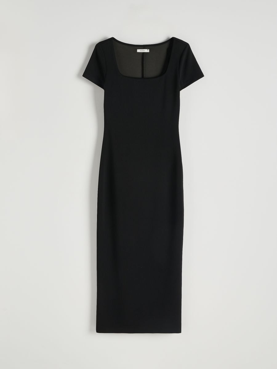 Midi dress with split - black - RESERVED - 4